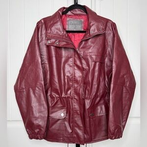 Cavalini Women's Plus Size Deep Red Leather Jacket NWT